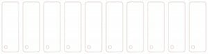 10 1"x3" rectangular tag die cutting with rounded corners and hole in bottom left corner