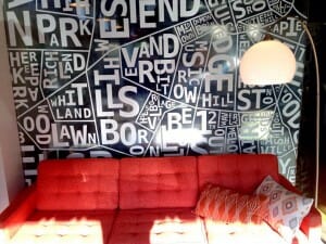 Typographic mural by Hunter Mize