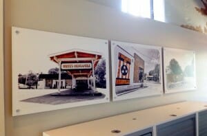 Hanging wall graphic. Photos by Kevin Schlatt