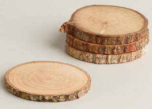 Wood coasters with bark