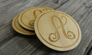 Monogrammed wooden coasters