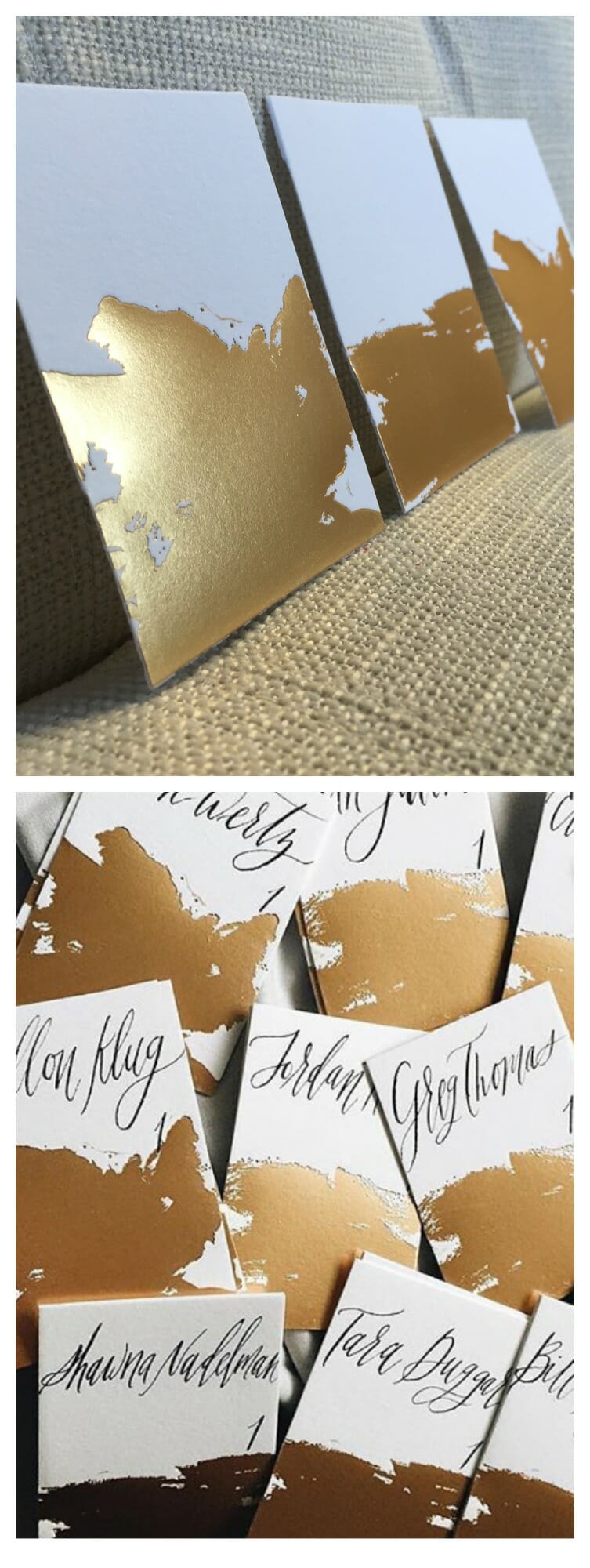 Foil stamped wedding table cards