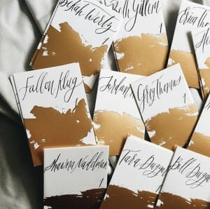 Foil stamped wedding table cards