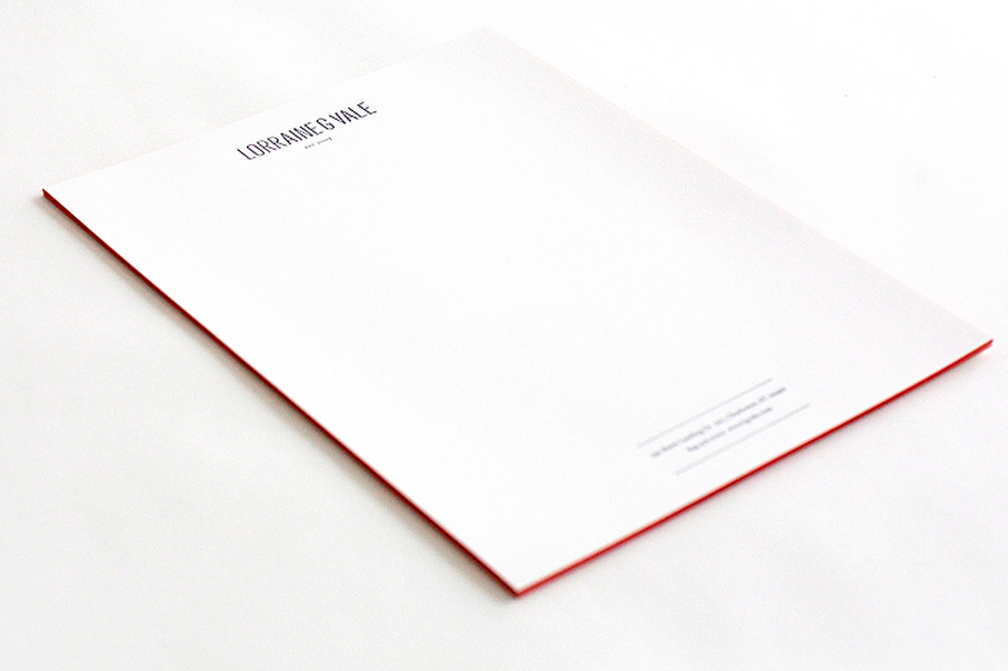 Letterhead on thick paper with colored edges
