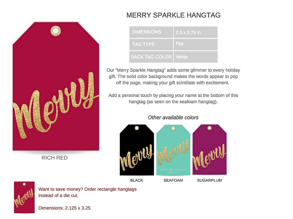 Merry Sparkle Hangtag info