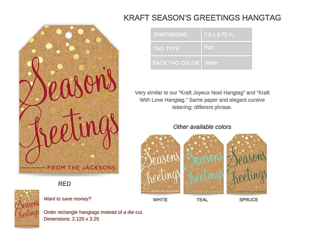 Kraft Season's greetings hangtag