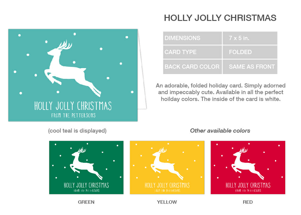 Holly Jolly Christmas cards with reindeer