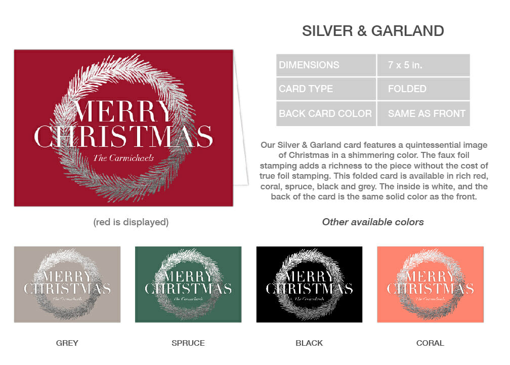 Silver and Garland holiday cards