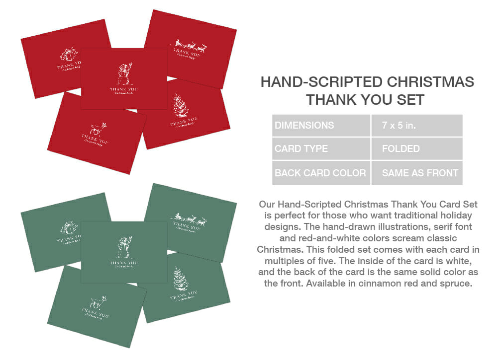 Hand-Scripted Christmas thank you set