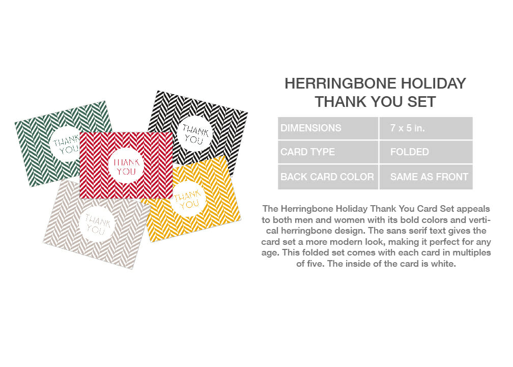 Herringbone holiday thank you set