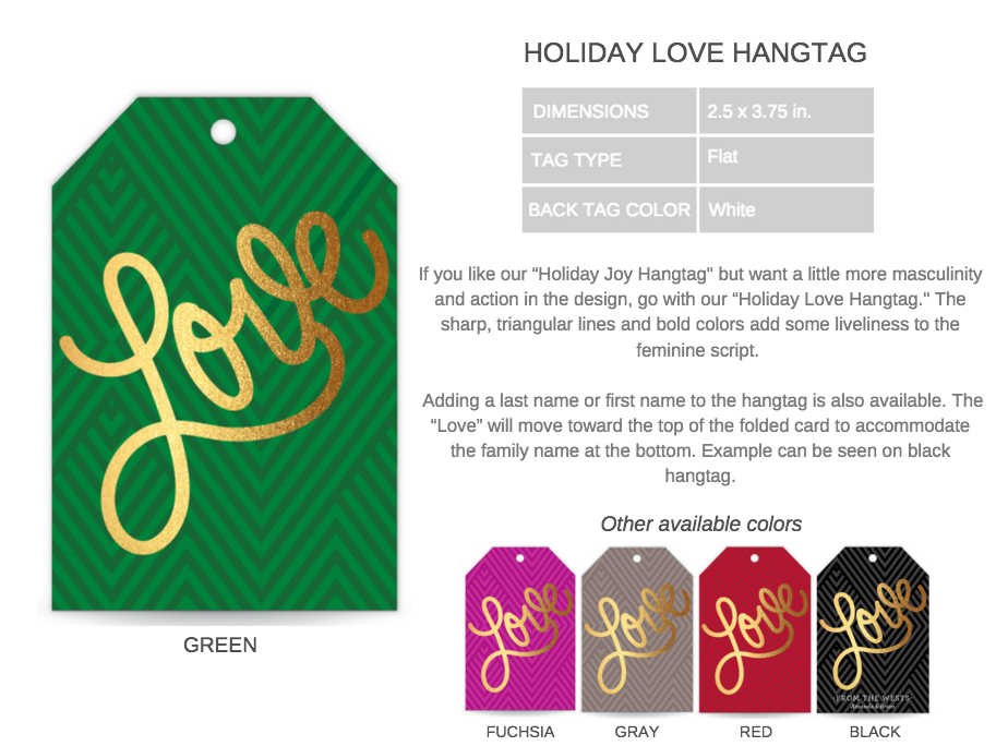 Holiday Love Hangtag Details