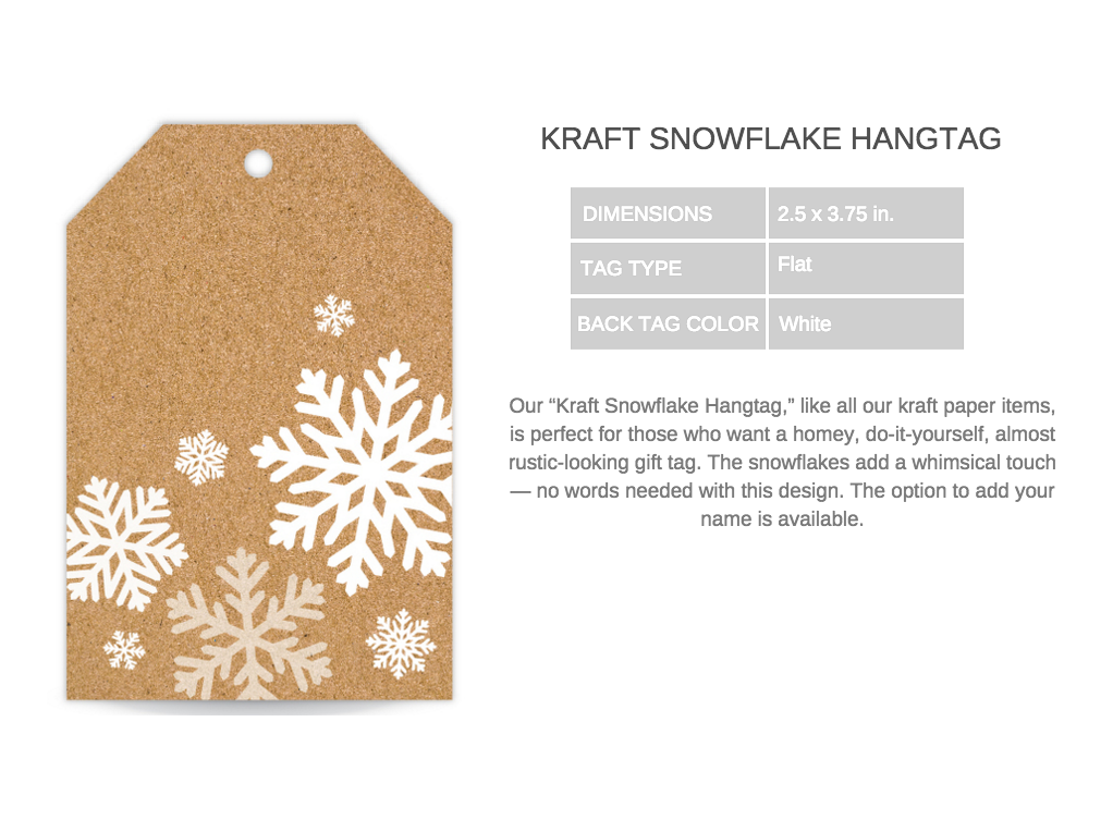 Kraft Snowflake Hangtag Details