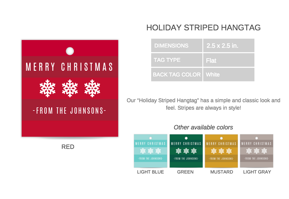 Holiday Striped Hangtag Details