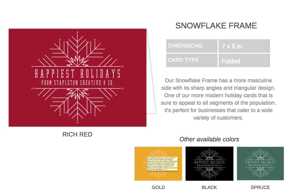 Snowflake Frame Business Holiday Cards details
