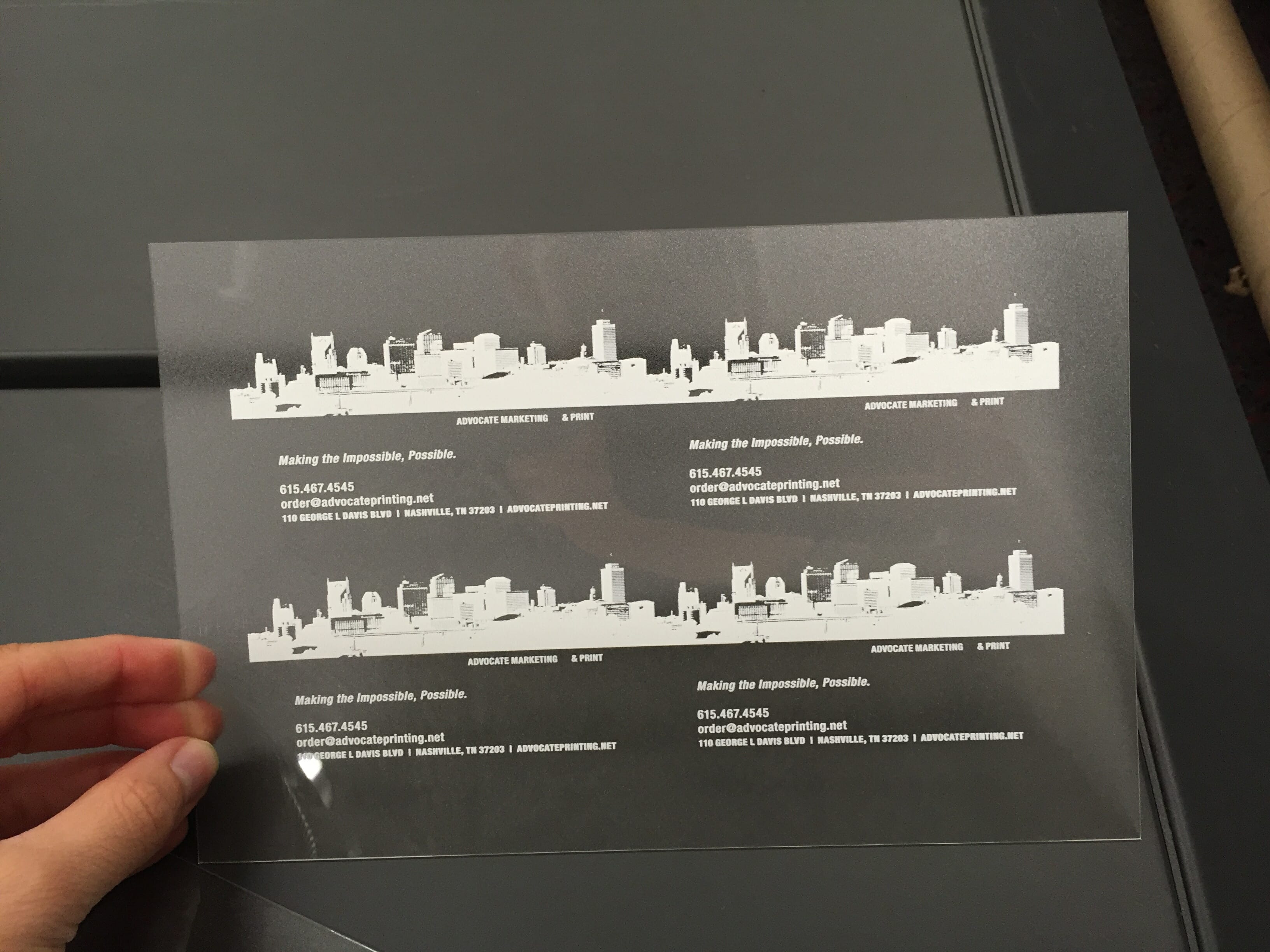Acrylic business card - skyline side